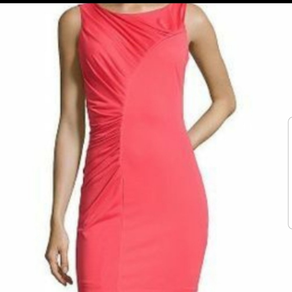Halston Heritage Coral Midi Dress